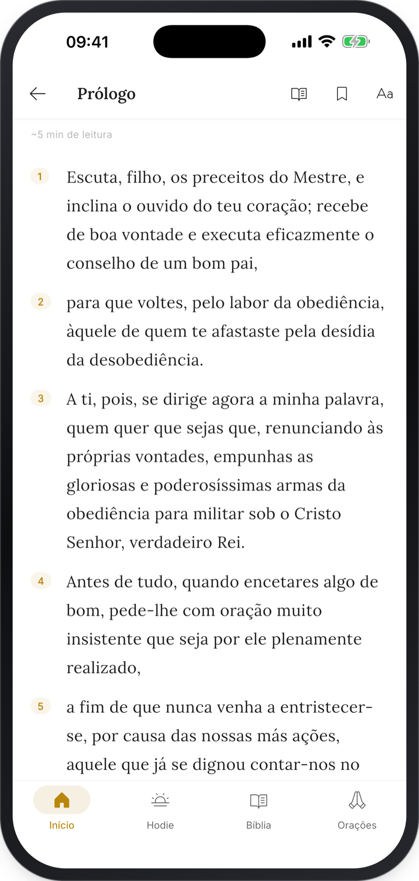 Prólogo da Regra de São Bento no aplicativo: “Escuta, filho, os preceitos do Mestre”